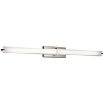 Flat Linear Bathroom Vanity Light - Brushed Nickel / White