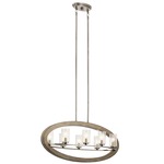 Grand Bank Oval Chandelier - Distressed Antique Grey / Clear Seeded