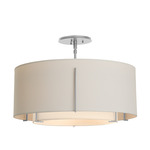 Exos Double Shade Semi Flush Ceiling Light - Vintage Platinum / Flax