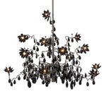 Jewel 15 Light Chandelier - Stainless Steel / Black