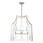 Baxter Open Frame Chandelier - Polished Nickel / White Silk