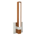 Tie Stix Wood Vertical Fixed Warm Dim Wall Light - Satin Nickel / Wood Cherry