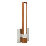 Tie Stix Vertical Fixed Vanity Wall Light - Satin Nickel / Wood Cherry