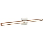 Tie Stix Wood Fixed Warm Dim Wall Light - Satin Nickel / Wood Cherry