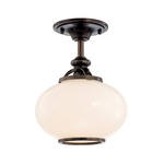 Canton Semi Flush Ceiling Light - Old Bronze / Opal / Glossy