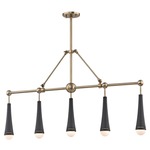 Tupelo Linear Chandelier - Aged Brass / White