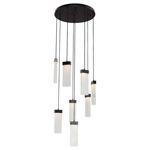 Parallel Round Multi Light Pendant - Matte Black / Clear Rimelight