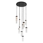 Parallel Round Multi Light Pendant - Matte Black / Clear Granite