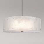 Textured Glass Drum Pendant - Beige Silver / Frosted Granite