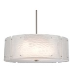 Textured Glass Drum Pendant - Beige Silver / Frosted Granite