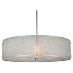 Textured Glass Drum Pendant - Beige Silver / Frosted Rimelight