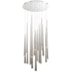 Cascade Round Multi Light Pendant - Polished Nickel / Clear