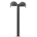 Reals Double DC FH/FW Outdoor Bollard Light - Textured Gray / Clear