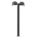 Reals Double DC FH/FW Outdoor Bollard Light - Textured Gray / Clear