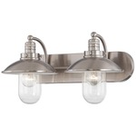 Downtown Edison Shade Bathroom Vanity Light - Brushed Nickel / Clear