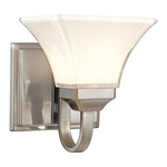 Agilis Bathroom Vanity Light - Brushed Nickel / White Glass
