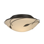 Forged Leaves Ceiling Flush Light - Dark Smoke / Opal