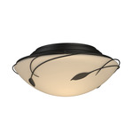 Forged Leaves Ceiling Flush Light - Black / Opal