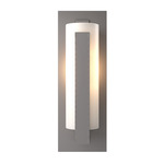 Forged Vertical Bars Outdoor Wall Sconce - Coastal Burnished Steel / Opal