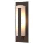 Forged Vertical Bars Outdoor Wall Sconce - Coastal Bronze / Opal