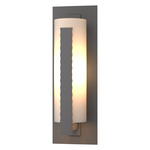 Forged Vertical Bars Outdoor Wall Sconce - Coastal Burnished Steel / Opal