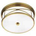 Chase Ceiling Flush Mount - Antique Brass / Frost White
