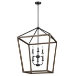 Gannet Chandelier - Antique Forged Iron / Aged Oak