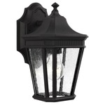 Cotswold Lane Outdoor Wall Light - Black / Clear Seeded