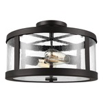 Harrow Semi Flush Ceiling Light - Oil Rubbed Bronze / Clear Seeded