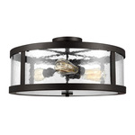 Harrow Semi Flush Ceiling Light - Oil Rubbed Bronze / Clear Seeded