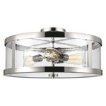 Harrow Semi Flush Ceiling Light - Polished Nickel / Clear Seeded