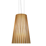 Living Hinges Cone Pendant - Teak / White Acrylic