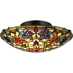 Violets Ceiling Flush Light - Vintage Bronze / Tiffany Violet