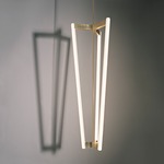 Tube Chandelier - Satin Brass / Opal