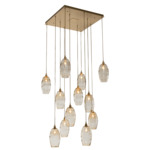 Ellisse Square Multi Light Pendant - Gilded Brass / Optic Amber