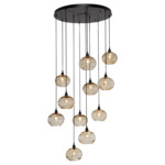 Coppa Round Multi Light Pendant - Matte Black / Optic Amber