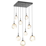 Gem Square Multi Light Pendant - Matte Black / Amber