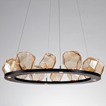 Gem Ring Single Tier Chandelier - Matte Black / Amber