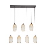 Ellisse Linear Multi Light Pendant - Matte Black / Optic Amber