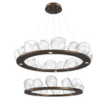 Gem Two Ring Chandelier - Flat Bronze / Clear