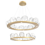 Gem Two Ring Chandelier - Gilded Brass / Clear