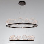 Gem Two Ring Chandelier - Matte Black / Clear