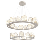 Gem Two Ring Chandelier - Beige Silver / Clear