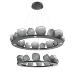 Gem Two Ring Chandelier - Matte Black / Smoke