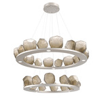 Gem Two Ring Chandelier - Beige Silver / Bronze