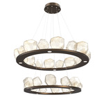 Gem Two Ring Chandelier - Flat Bronze / Amber