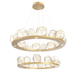 Gem Two Ring Chandelier - Gilded Brass / Amber