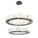 Gem Two Ring Chandelier - Matte Black / Amber