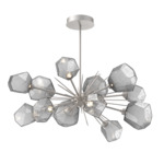 Gem Starburst Oval Chandelier - Beige Silver / Smoke