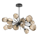 Gem Starburst Oval Chandelier - Matte Black / Bronze